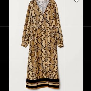 H&M Snake Print Calf Length Dress